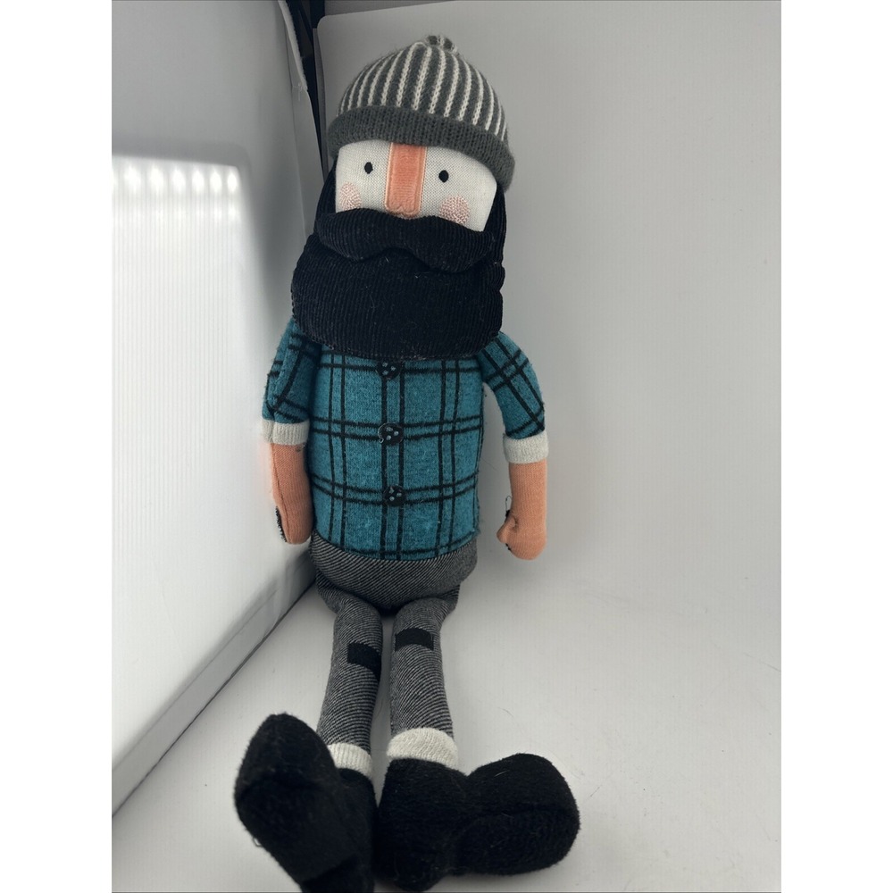 Pillowfort Lumberjack Mini Pillow Plush Target Bearded Man Blue Plaid 13.5in